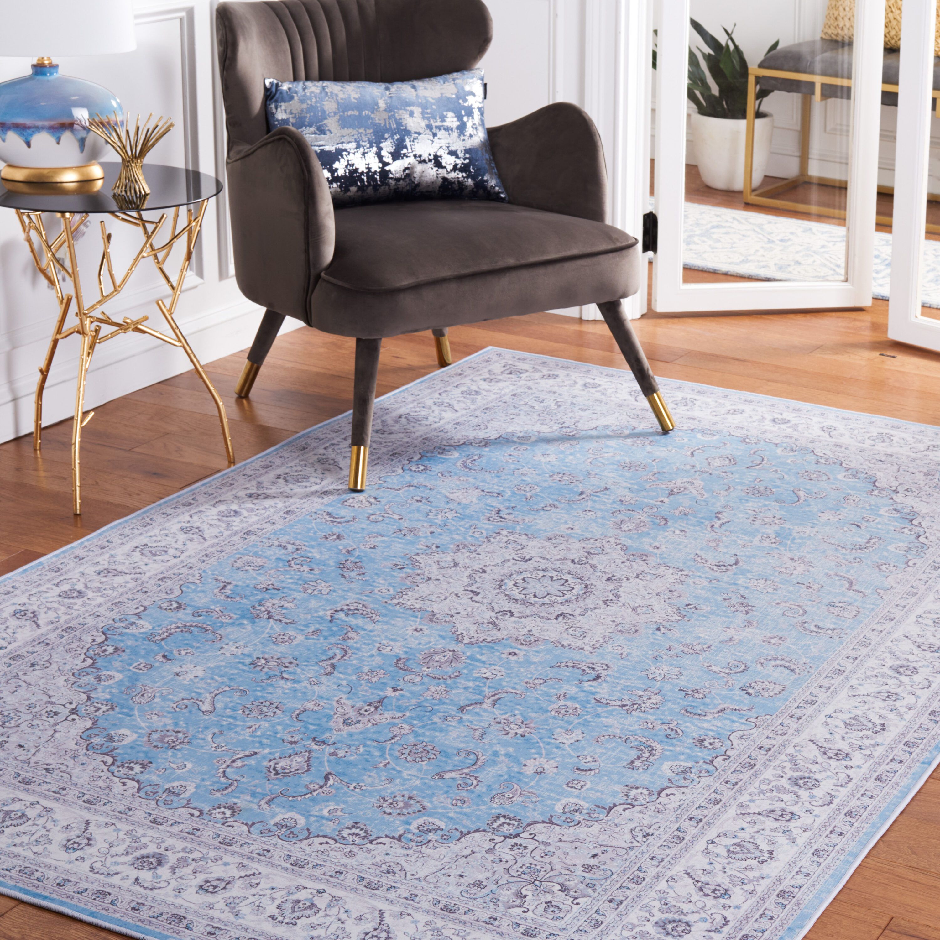 Safavieh Tucson Timothy 5 X 8 Blue/Gray Indoor Traditional Machine Washable  Area Rug In The Rugs Department At Lowes Inside Blue Tucson Rugs (Photo 1 of 15)
