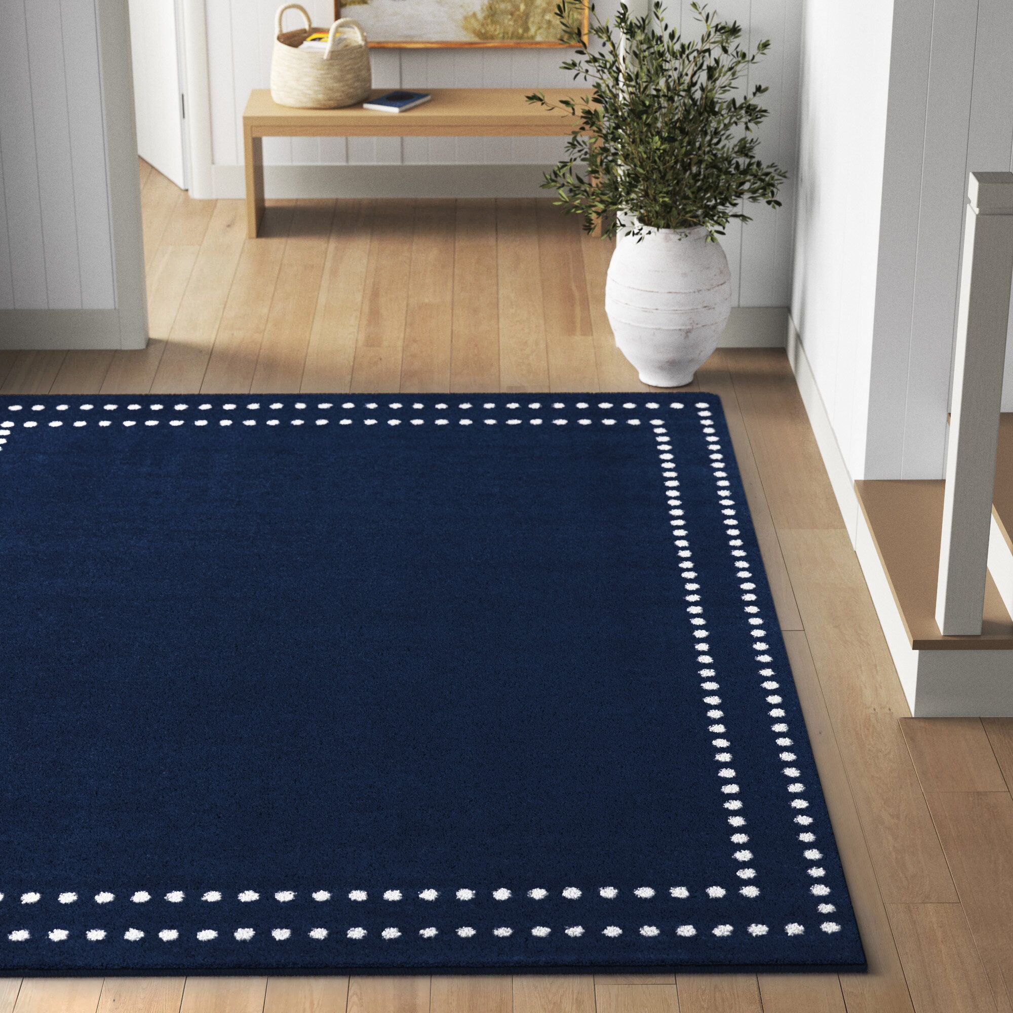 Sand & Stable Toston Performance Navy Blue Rug & Reviews | Wayfair Regarding Navy Blue Rugs (View 3 of 15)