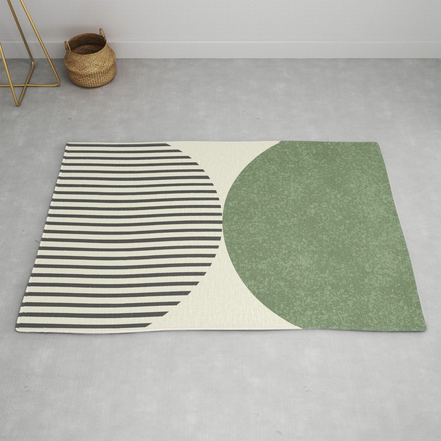 Semicircle Stripes – Green Rugmoonlightprint | Society6 Throughout Green Rugs (Photo 8 of 15)
