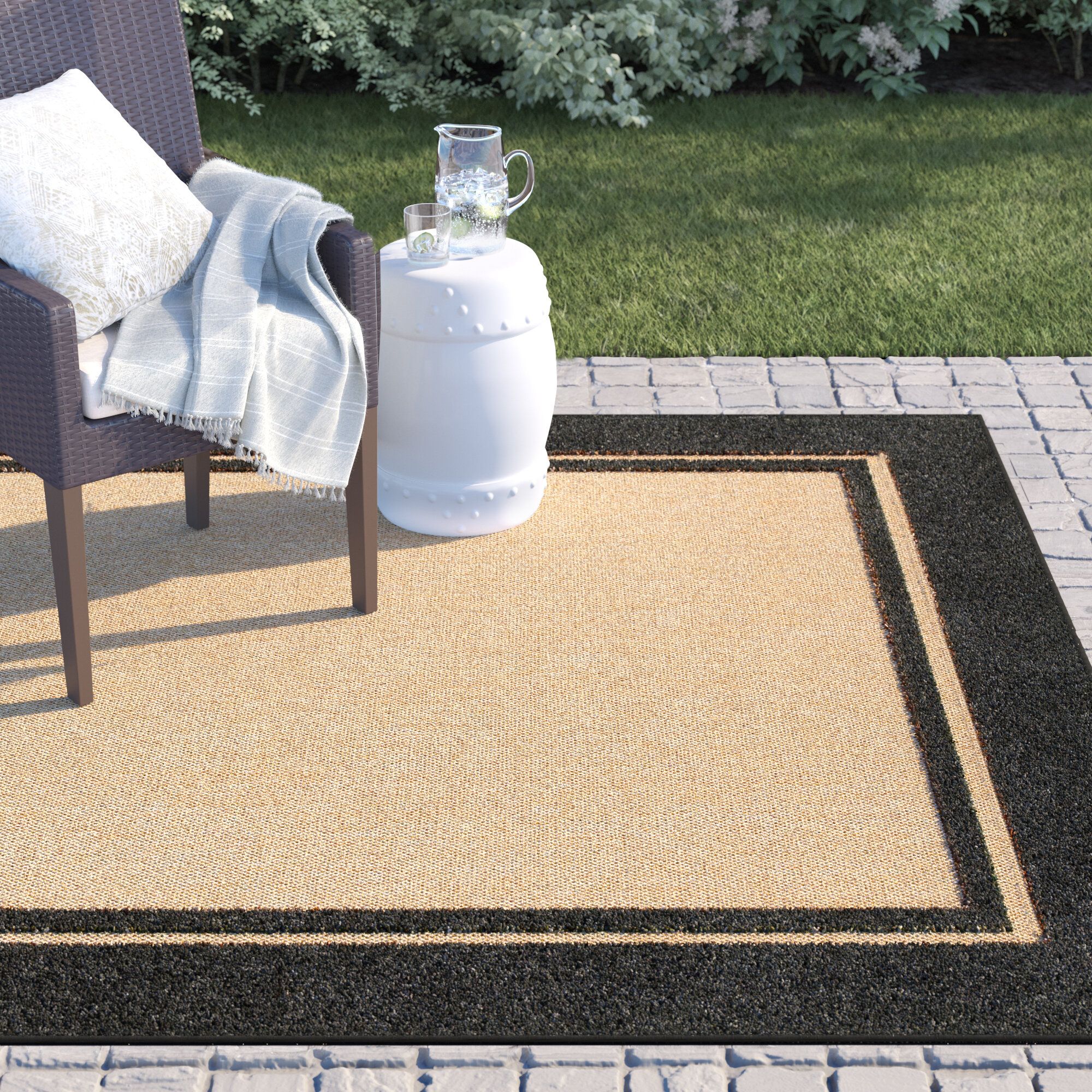 Sol 72 Outdoor™ Laub Sand/Charcoal Indoor/Outdoor Rug & Reviews | Wayfair In Charcoal Outdoor Rugs (View 6 of 15)