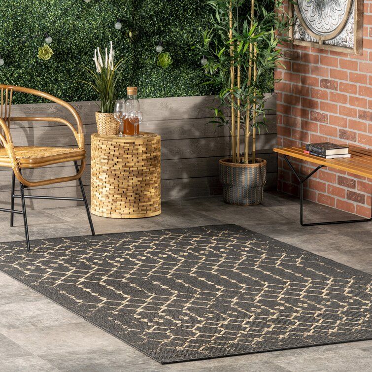 Steelside™ Indie Charcoal Indoor/Outdoor Rug & Reviews | Wayfair Intended For Charcoal Outdoor Rugs (View 7 of 15)