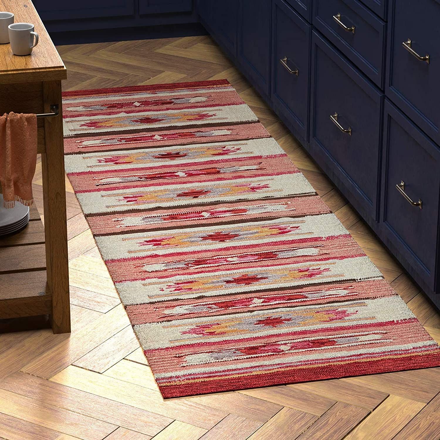 Stone & Beam Store Casual Geometric Kilim Cotton Runner Rug In Cotton Runner Rugs (View 10 of 15)