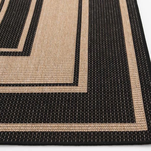 Stylewell Black/Light Beige 7 Ft. X 9 Ft. Traditional Polypropylene Indoor/ Outdoor Area Rug 1746Ui79Hd.106I – The Home Depot With Black Outdoor Rugs (Photo 10 of 15)