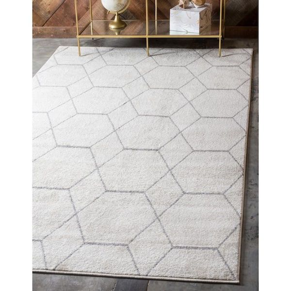 Stylewell Trellis Frieze Ivory/Gray 9 Ft. X 12 Ft. Geometric Area Rug  3140892 – The Home Depot With Regard To Frieze Square Rugs (Photo 13 of 15)