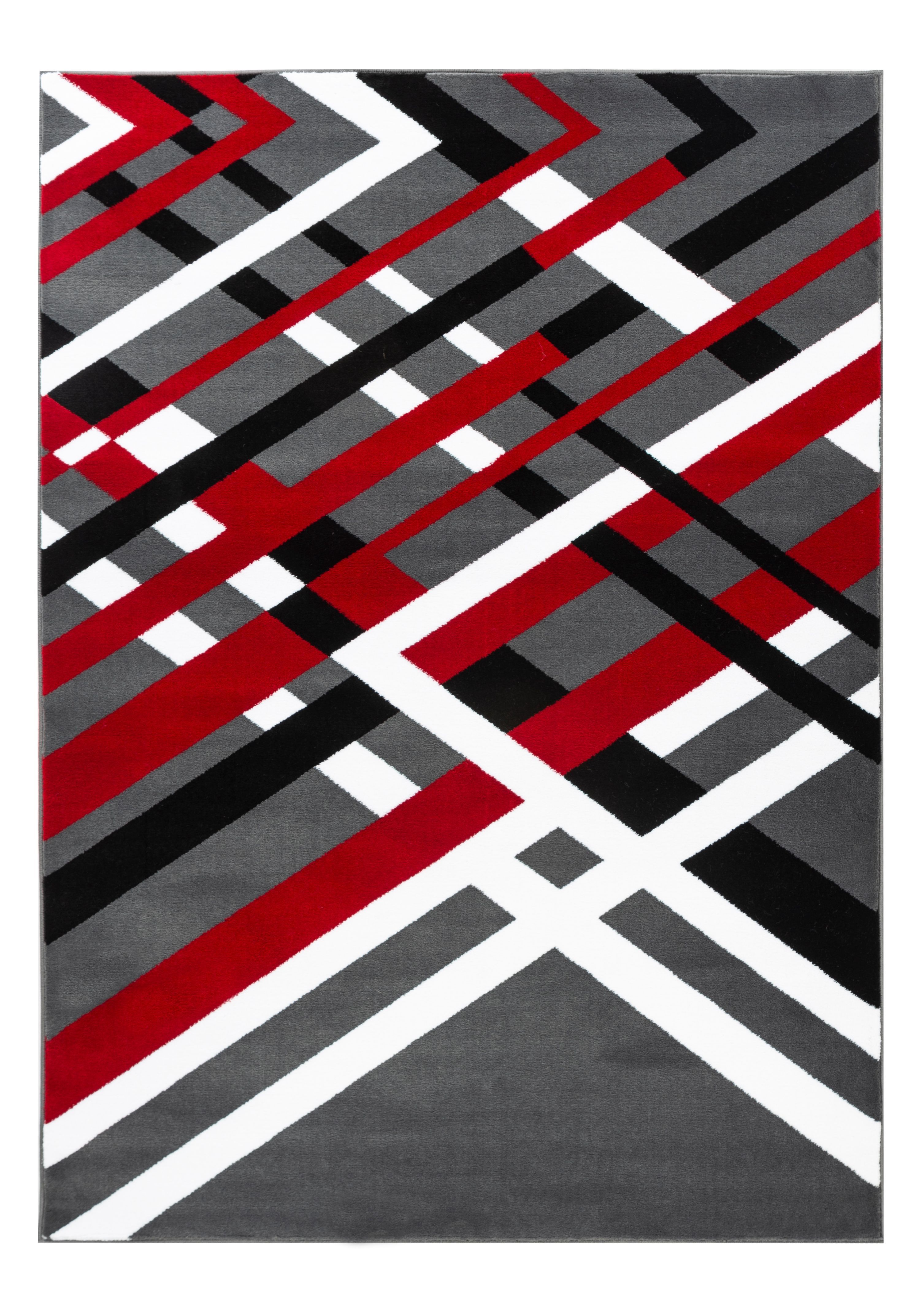 Summit Collection – Modern Abstract Gray, Black, Red And White Area Rug –  Walmart Intended For Black And White Rugs (View 14 of 15)