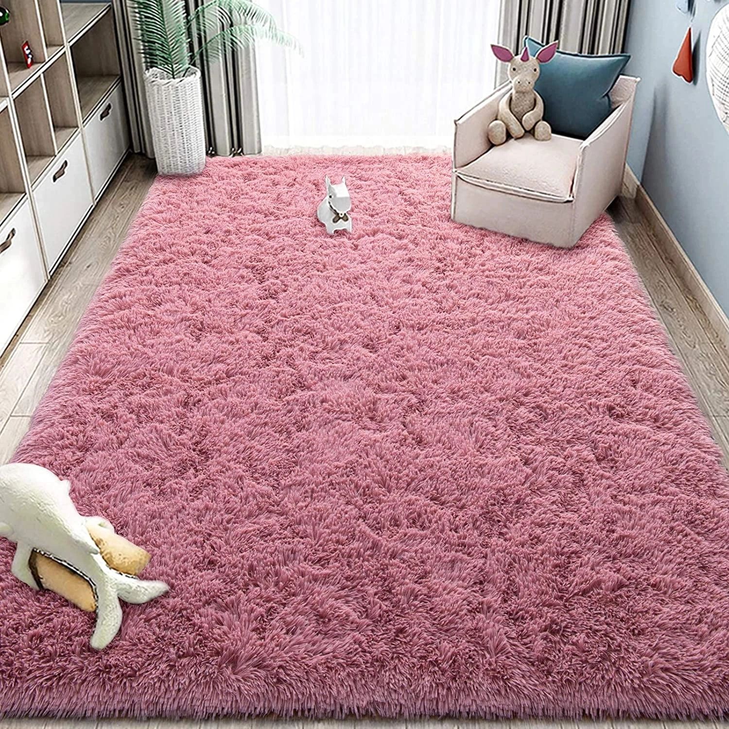 Ultra Soft Plush Shaggy Carpet Living Room Rug Fluffy Area Rug For Kids  Room Nursery Home Decor Fuzzy Rug With Anti Slip Bottom – Carpet –  Aliexpress For Pink Soft Touch Shag Rugs (Photo 3 of 15)