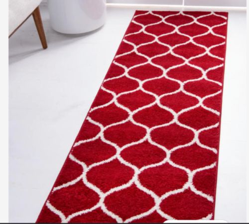 Unique Loom 2' X 6' Lattice Frieze Runner Rug, Red And Ivory | Ebay Intended For Ivory Lattice Frieze Rugs (View 7 of 15)