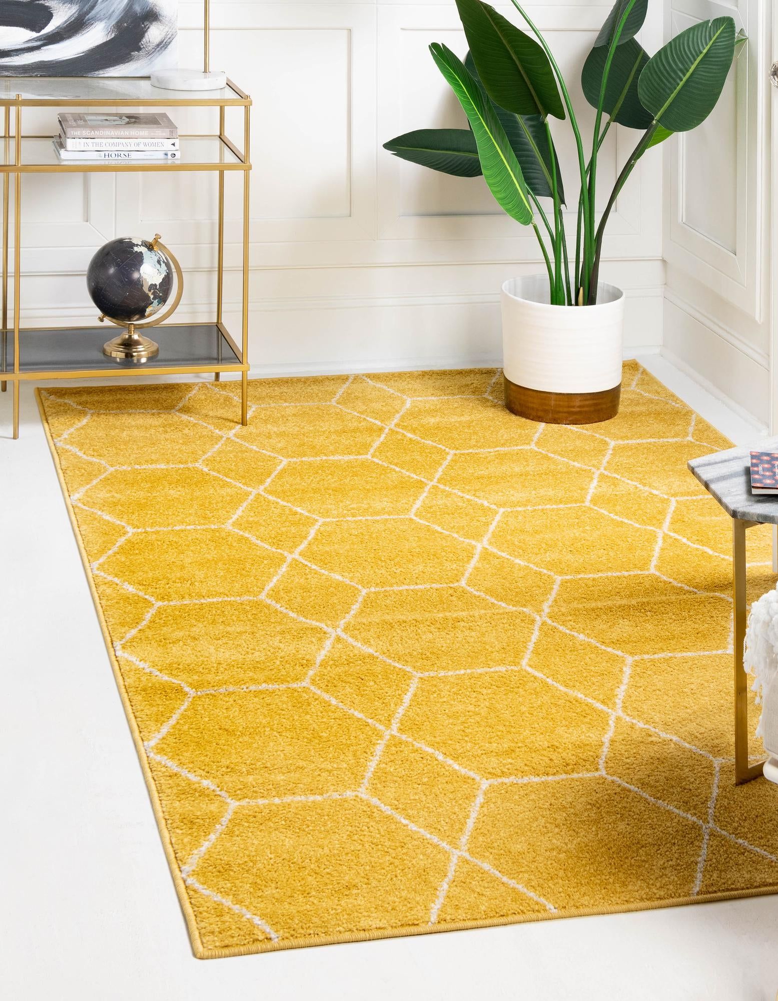 Unique Loom Geometric Trellis Frieze Rug Yellow/Ivory 7' 1" X 10' Rectangle  Trellis Traditional Perfect For Living Room Bed Room Dining Room Office –  Walmart Pertaining To Yellow Ivory Rugs (View 15 of 15)