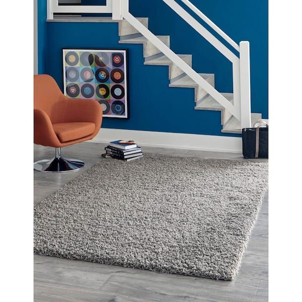 Unique Loom Solid Shag Cloud Gray 8 Ft. X 11 Ft. Area Rug 3126196 – The  Home Depot Inside Solid Shag Rugs (Photo 9 of 15)