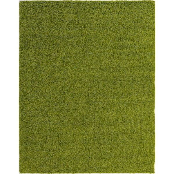 Unique Loom Solid Shag Grass Green 8 Ft. X 10 Ft. Area Rug 3136681 – The  Home Depot With Regard To Green Rugs (Photo 3 of 15)