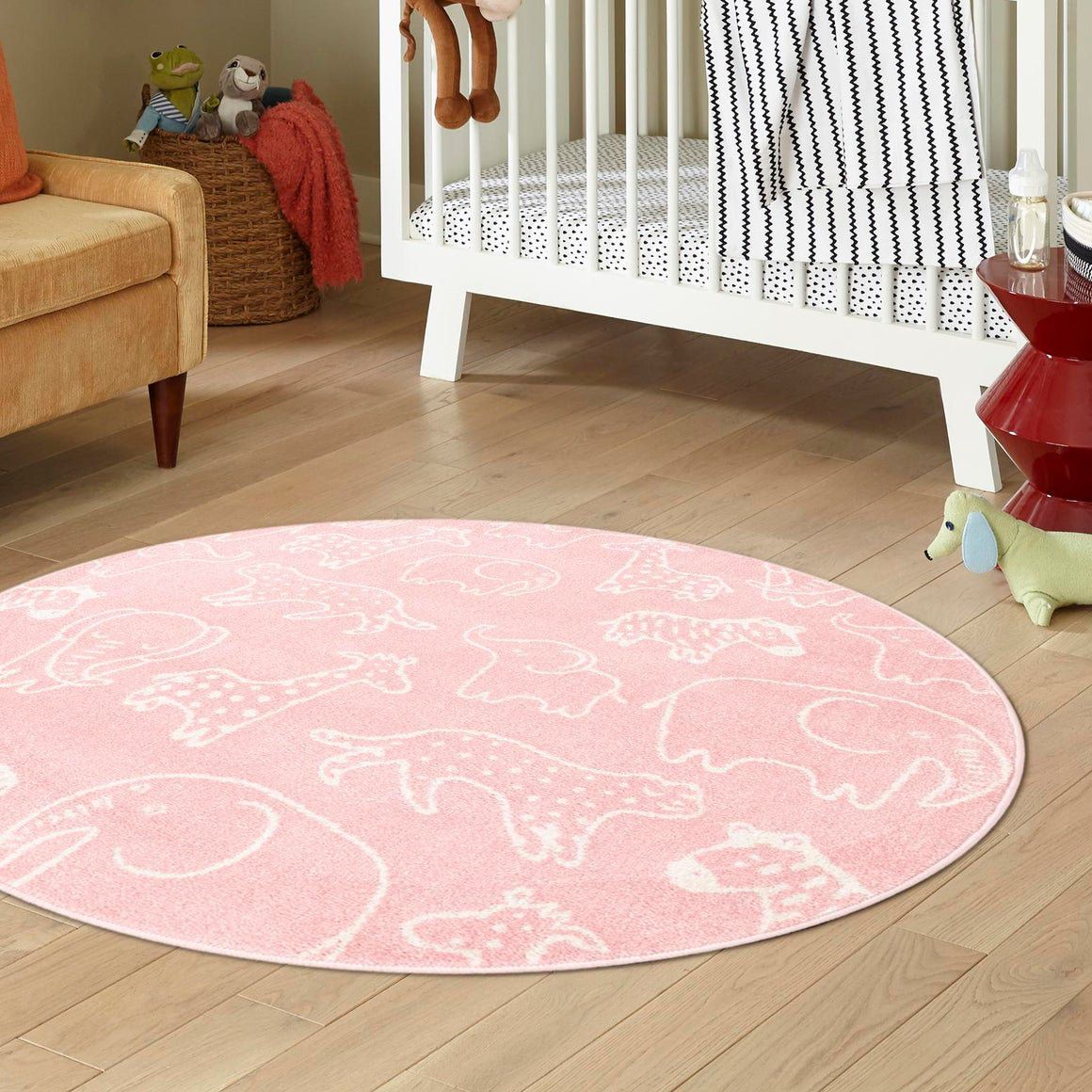 Unique Loom Whimsysafari Animals Baby Pink/Ivory Kid Rug & Reviews | Wayfair With Pink Whimsy Kids Round Rugs (Photo 2 of 15)