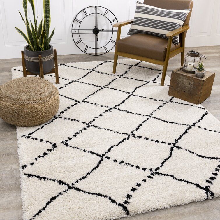 Wade Logan® Lydon Performance Ivory/Black Rug & Reviews | Wayfair Pertaining To Ivory And Black Rugs (View 6 of 15)