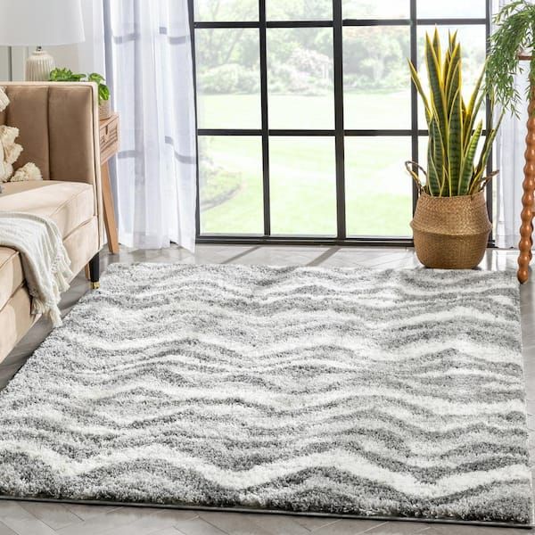 Well Woven Celeste Tomar Modern Chevron Shag Grey 5 Ft. 3 In. X 7 Ft. 3 In.  Area Rug Ce 97 5 – The Home Depot With Woven Chevron Rugs (Photo 4 of 15)