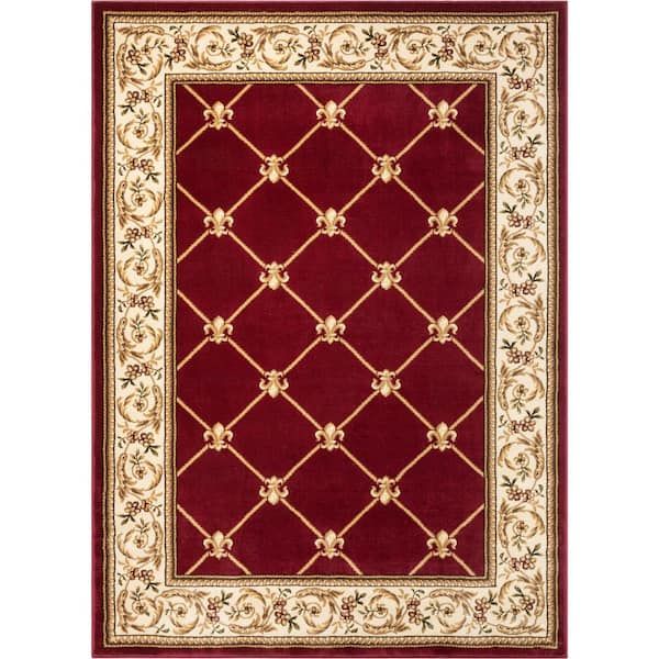 Well Woven Timeless Fleur De Lis Red 8 Ft. X 11 Ft. Formal Area Rug 36207 –  The Home Depot Inside Timeless Oval Rugs (Photo 9 of 15)