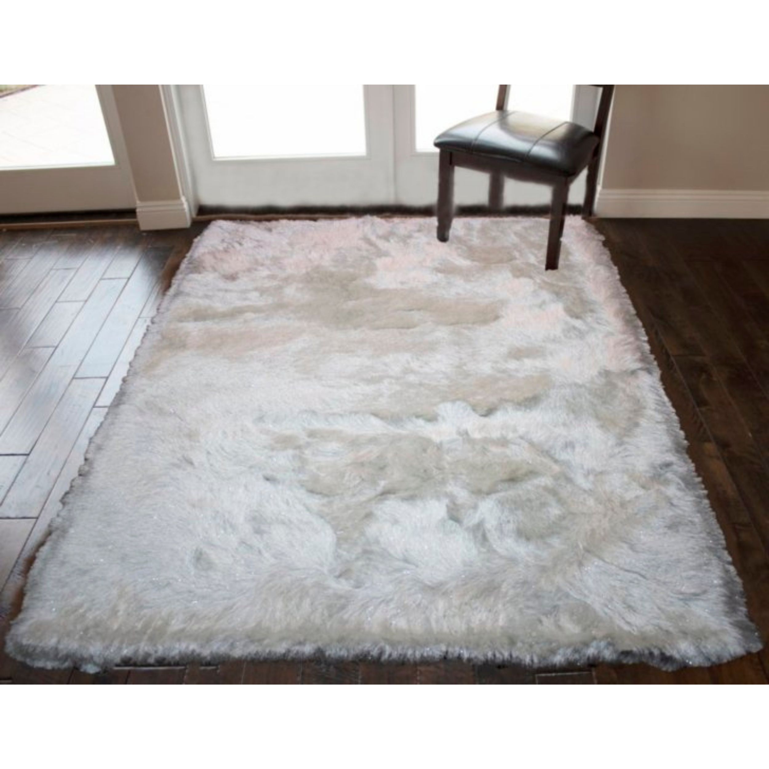 White Pure Snow White 5'X7' Feet Shag Shaggy Glitter Shine Fuzzy Furry  Flokati Solid Plush Pile Bedroom Living Room Modern Contemporary Rug –  Walmart Throughout Snow White Rugs (Photo 9 of 15)