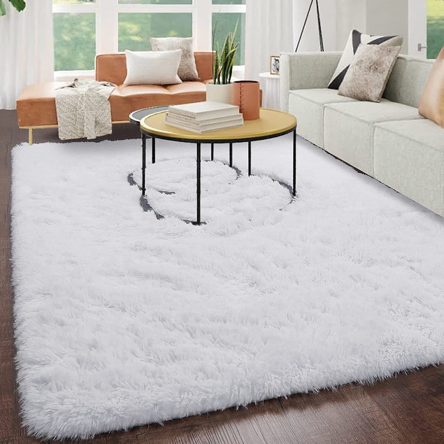 White Rugs For Bedroom,5X8 Rug,Soft Fluffy Area Rugs For Living Room,White  Carpe 313051442430 | Ebay With White Soft Rugs (Photo 3 of 15)