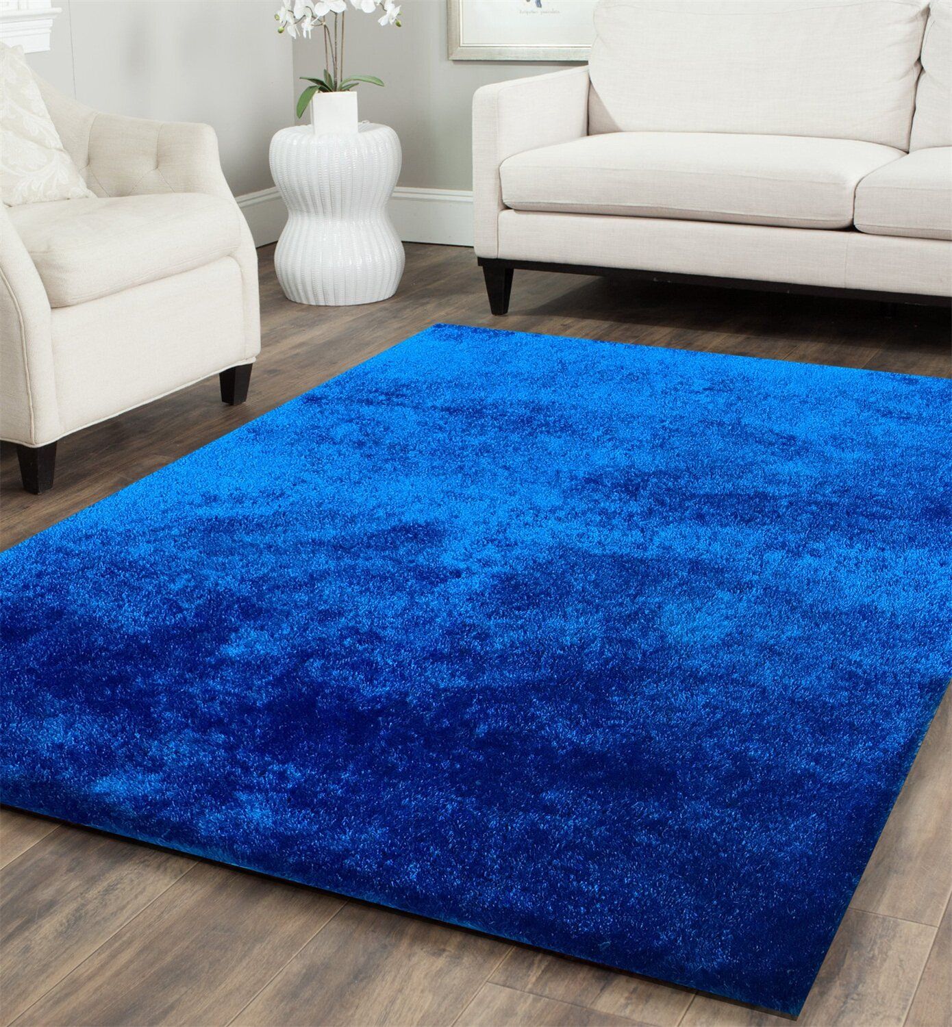 Wrought Studio Hargett Handmade Performance Electro Blue Rug & Reviews |  Wayfair Throughout Blue Rugs (View 2 of 15)