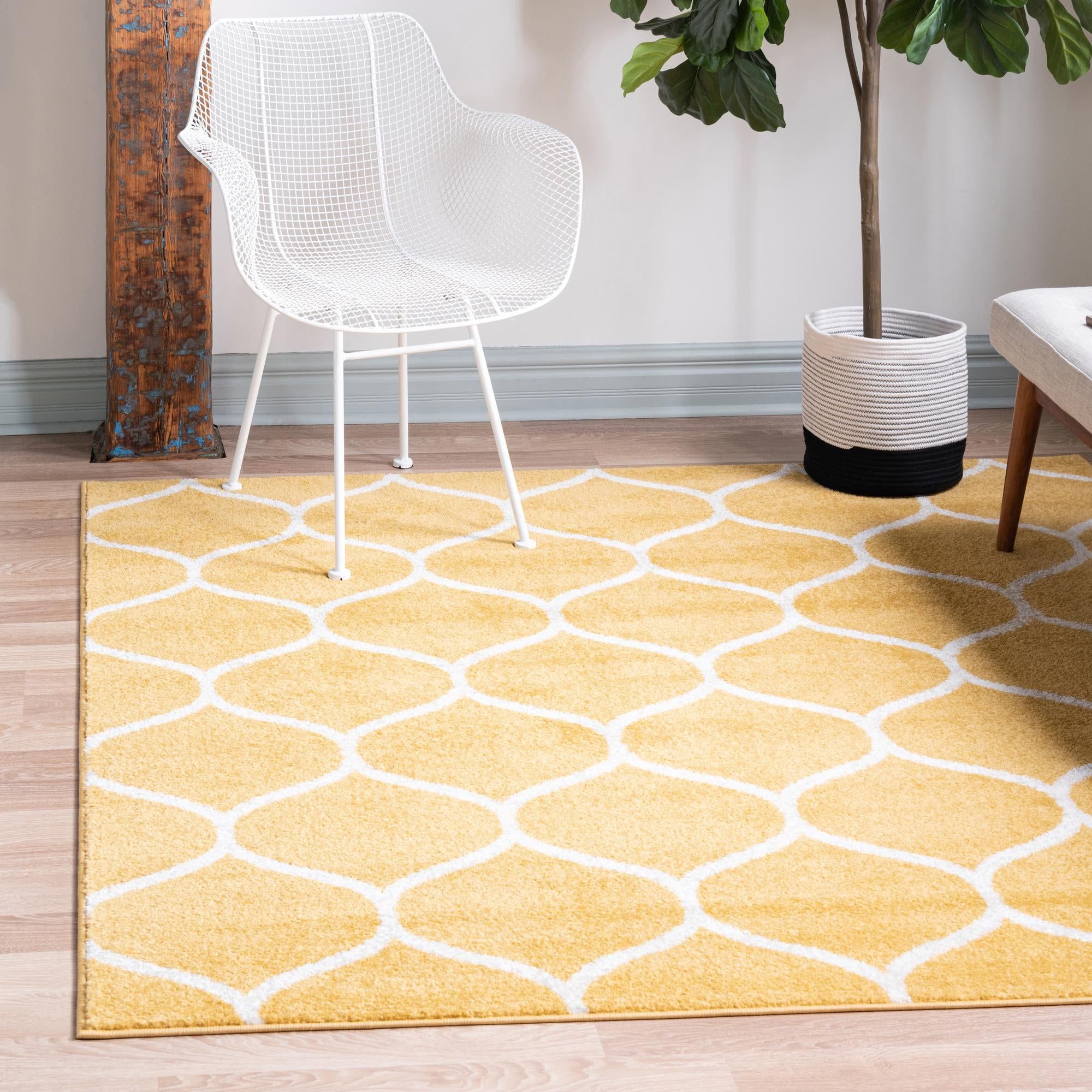 Yellow 240Cm X 240Cm Trellis Frieze Square Rug | Irugs Ch Pertaining To Frieze Square Rugs (View 4 of 15)