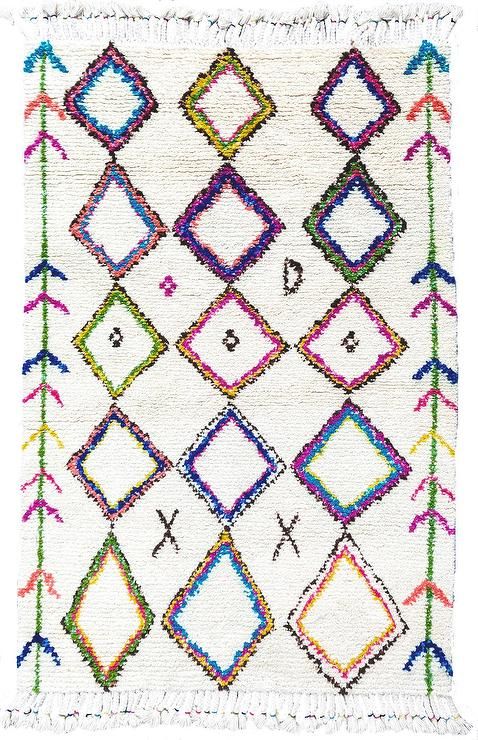 Zagora Multicolored Diamond Moroccan Shag Rug Pertaining To Moroccan Shag Rugs (View 13 of 15)