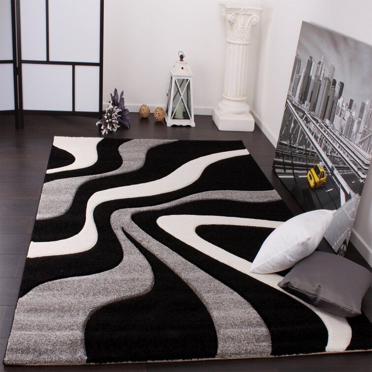 Zipcode Design Kynlee Black/Grey/White Rug & Reviews | Wayfair.co.uk Inside Black And White Rugs (Photo 2 of 15)