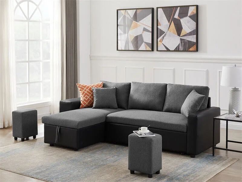 3 Seater Reversible Sectional Living Room L Shaped Sofa Couch W/ Storage  Chaise | Ebay Within 3 Seat Sofa Sectionals With Reversible Chaise (Photo 11 of 15)
