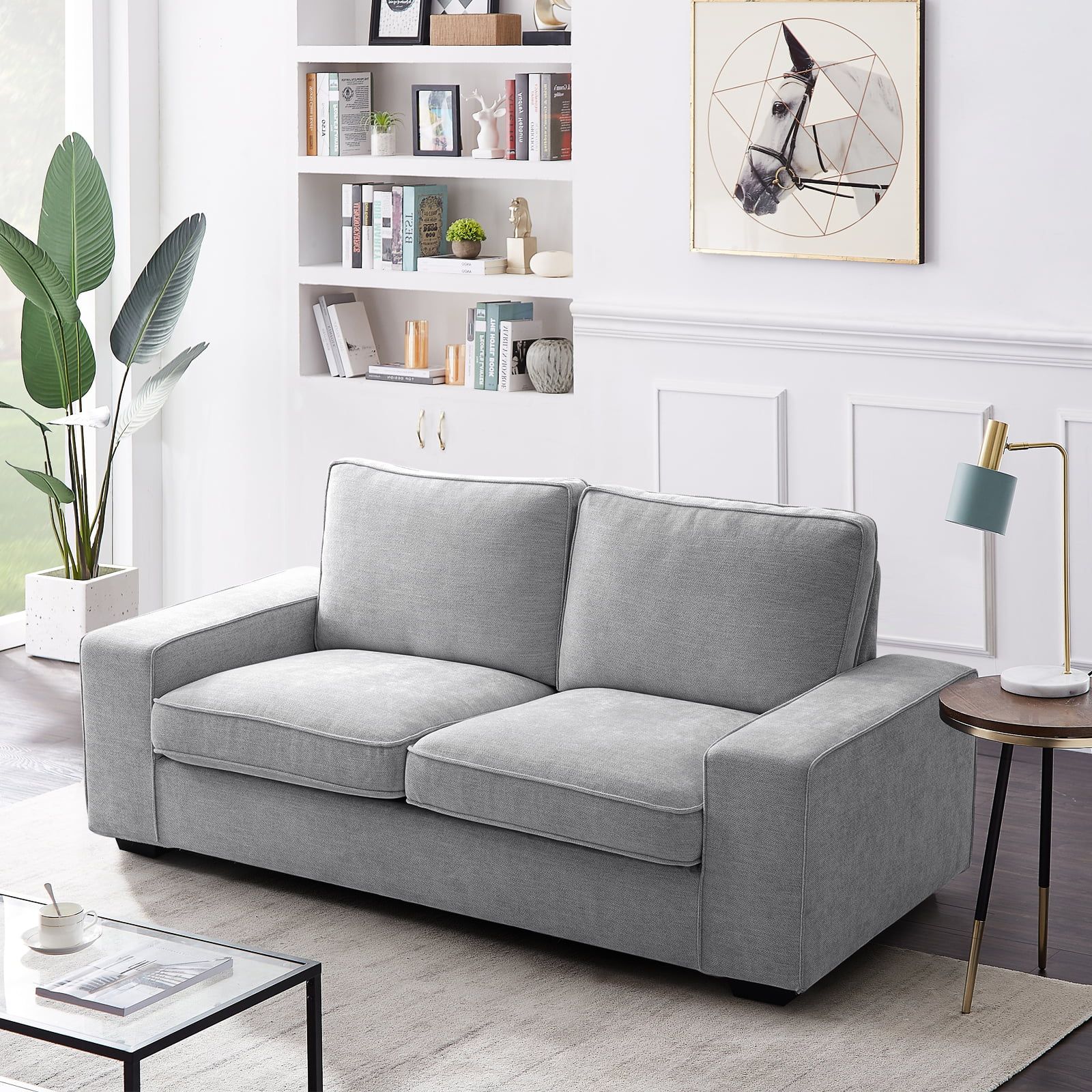 71.25" Modern Loveseat Sofa With Solid Wood Frame, Living Room Chair,  Chenille Couches For Small Spaces, Removable Back Cushion And Easy,  Tool Free Assembly (Light Grey) – Walmart With Regard To Modern Loveseat Sofas (Photo 2 of 15)