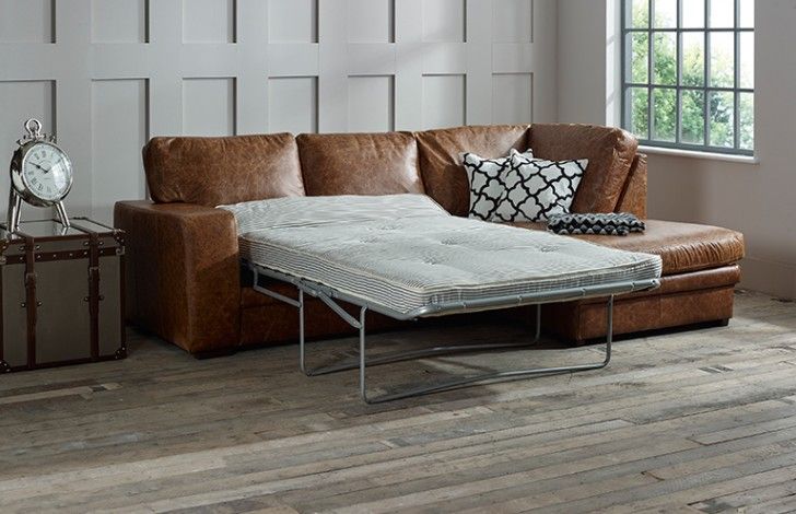 Abbey Leather Chaise Sofa Bed Right Hand Facing | Corner Sofa Beds With Sofa Beds With Right Chaise And Pillows (View 13 of 15)
