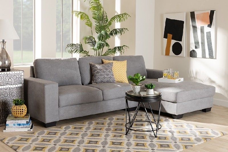 Baxton Studio J099S Light Grey Rfc Nevin 102 Inch Modern And Contemporary  Fabric Upholstered Sectional Sofa With In Studio Sectional Couches (View 12 of 15)