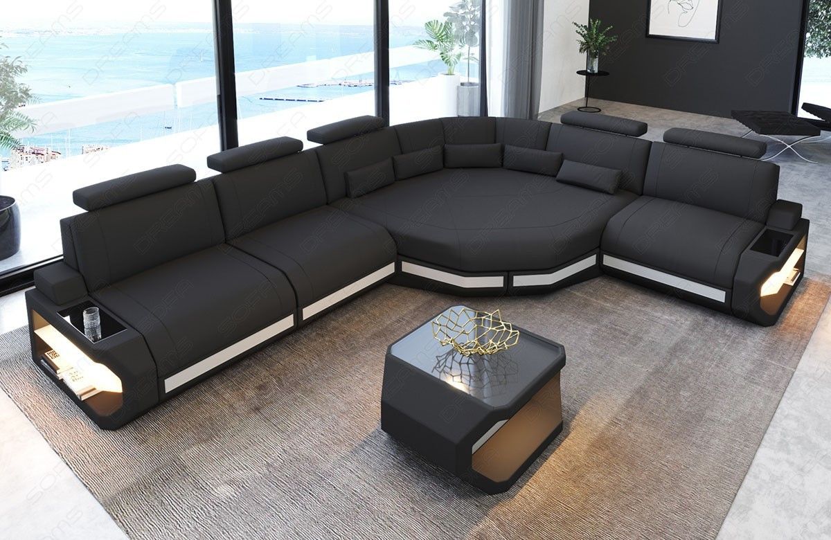 Bel Air L Shape Fabric Sectional Sofa With Led And Large Relax Corner |  Sofadreams In Modern Fabric L Shapped Sofas (View 6 of 15)