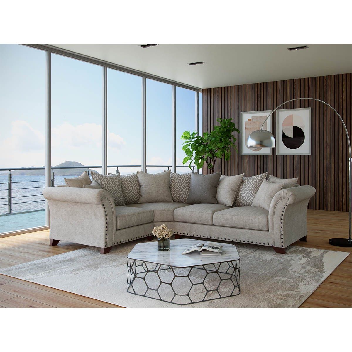 Chantelle 3 Seater And 2 Seater Sofa Set Silver Pillowback | Robert Dyas Within Pillowback Sofa Sectionals (Photo 7 of 15)