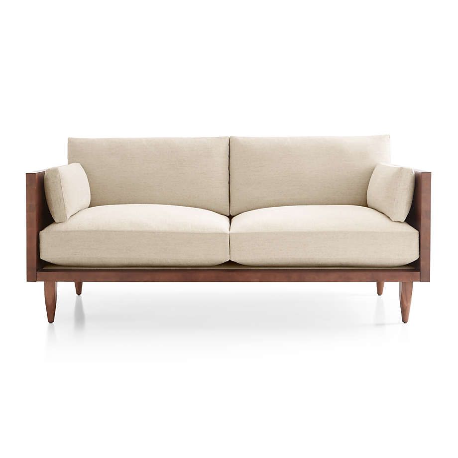 Crate&Barrel Sherwood Exposed Wood Frame Loveseat | Lazysuzy With Regard To Couches Love Seats With Wood Frame (Photo 12 of 15)