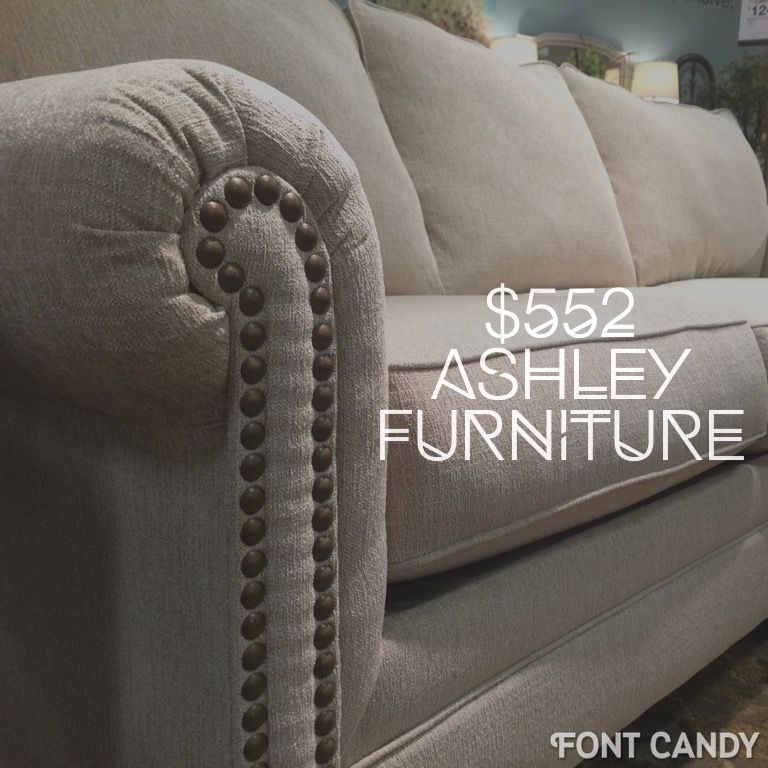Cream Sofa With Nailhead Trim From Ashley Furniture $552 | Furniture,  Ashley Furniture, Porch Furniture In Sofas With Nailhead Trim (View 13 of 15)
