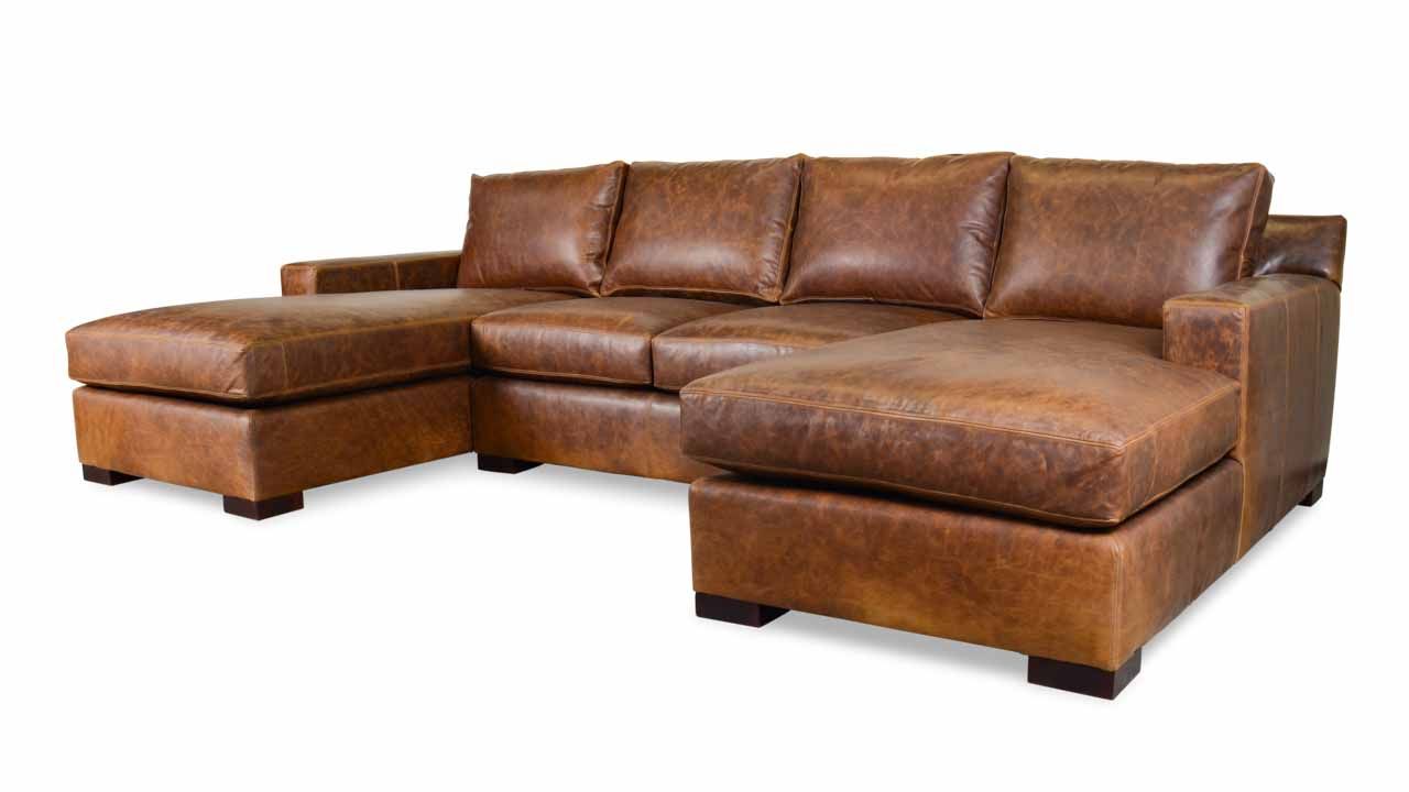 Durham Double Chaise U Shaped Transitional Leather Sectional With Regard To Sofas With Double Chaises (View 9 of 15)