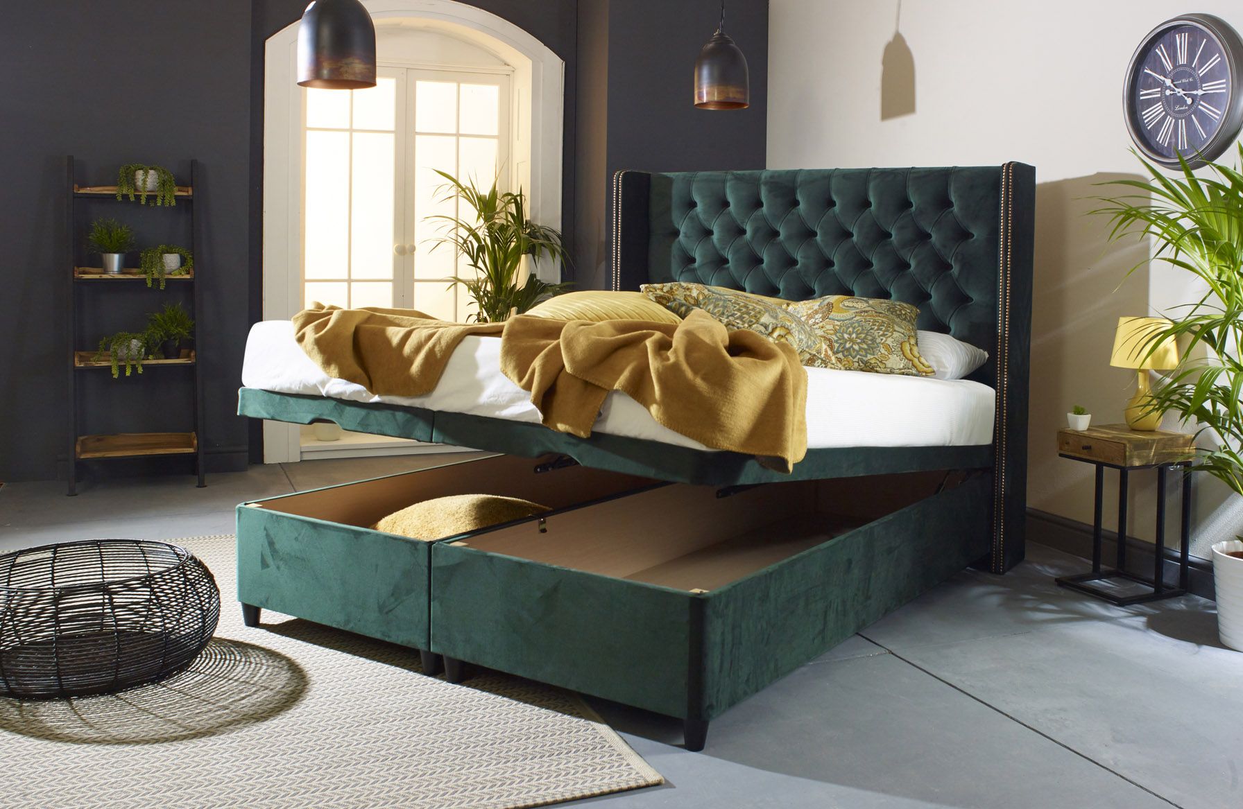 Elle Wing Floating Ottoman Bed Frame With Studs – Bedworld Inside Floating Ottomans (Photo 6 of 15)
