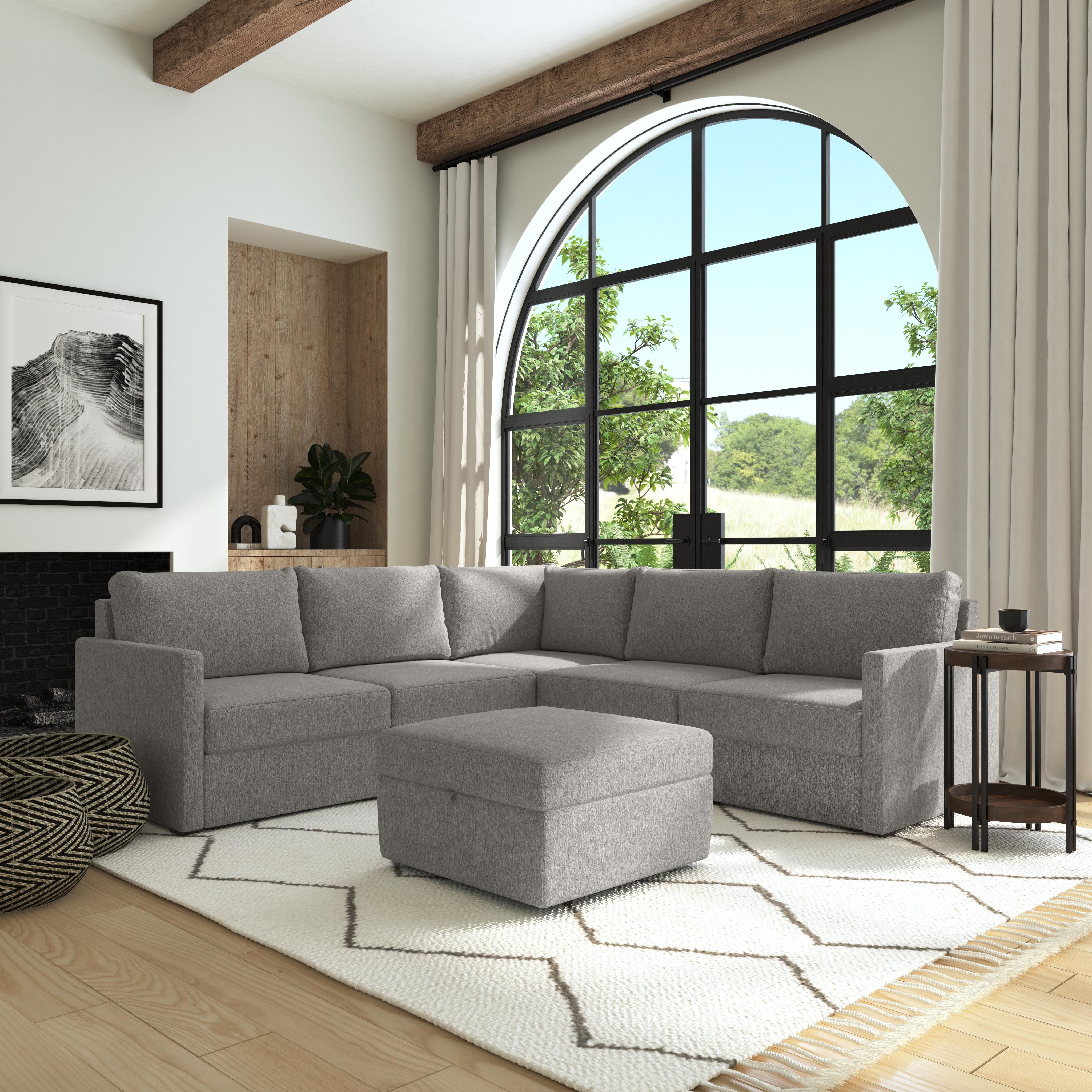 Flexsteel Flex 5 – Piece Upholstered Modular Sectional And Storage Ottoman  | Wayfair Throughout Upholstered Modular Couches With Storage (View 2 of 15)
