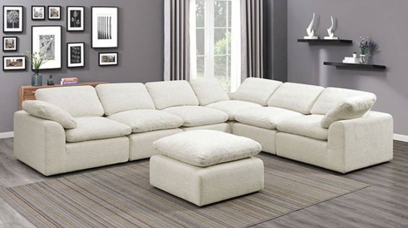 Furniture Of America | Cm6974Bg 6Seat Joel Cream 6 Seat Sectional Sofa In 6 Seater Sectional Couches (View 5 of 15)