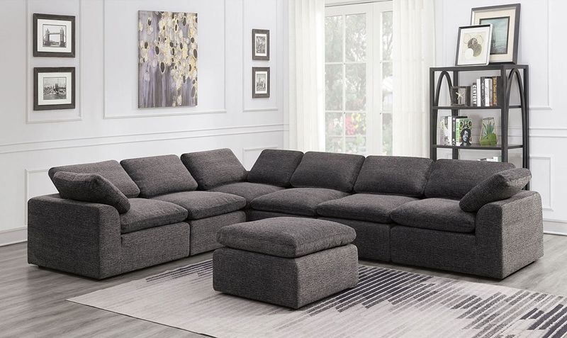 Furniture Of America | Cm6974Gy 6Seat Joel Gray 6 Seat Sectional Sofa  |Dallas Designer Furniture Intended For 6 Seater Modular Sectional Sofas (View 5 of 15)