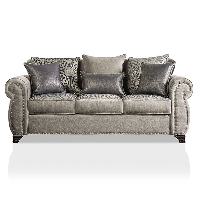Furniture Of America Nevadan Fabric Nailhead Trim Sofa In Gray |  Bushfurniturecollection In Sofas With Nailhead Trim (Photo 7 of 15)