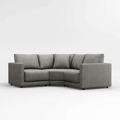Gather Deep 3 Piece L Shaped Small Space Sectional Sofa + Reviews | Crate &  Barrel Inside Small L Shaped Sectionals (View 2 of 15)