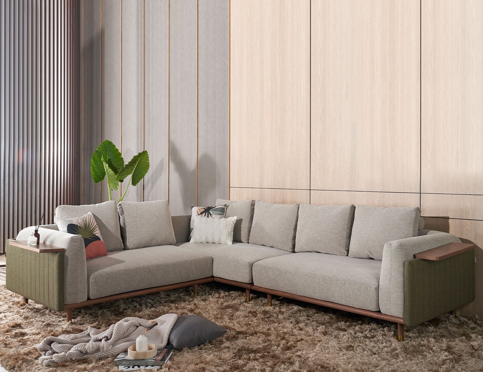 Featured Photo of Modern L-Shaped Fabric Upholstered Couches