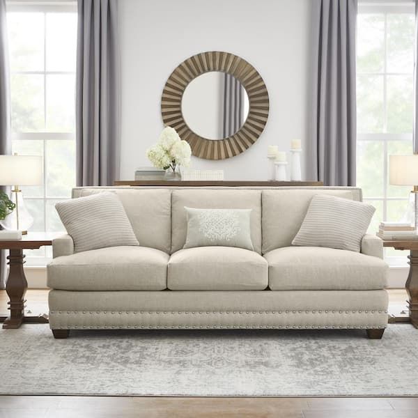 Home Decorators Collection Montrose 86 In. Upholstered Sofa With Nailhead  Trim Accent D48310Npslizlin – The Home Depot Within Sofas With Nailhead Trim (Photo 12 of 15)