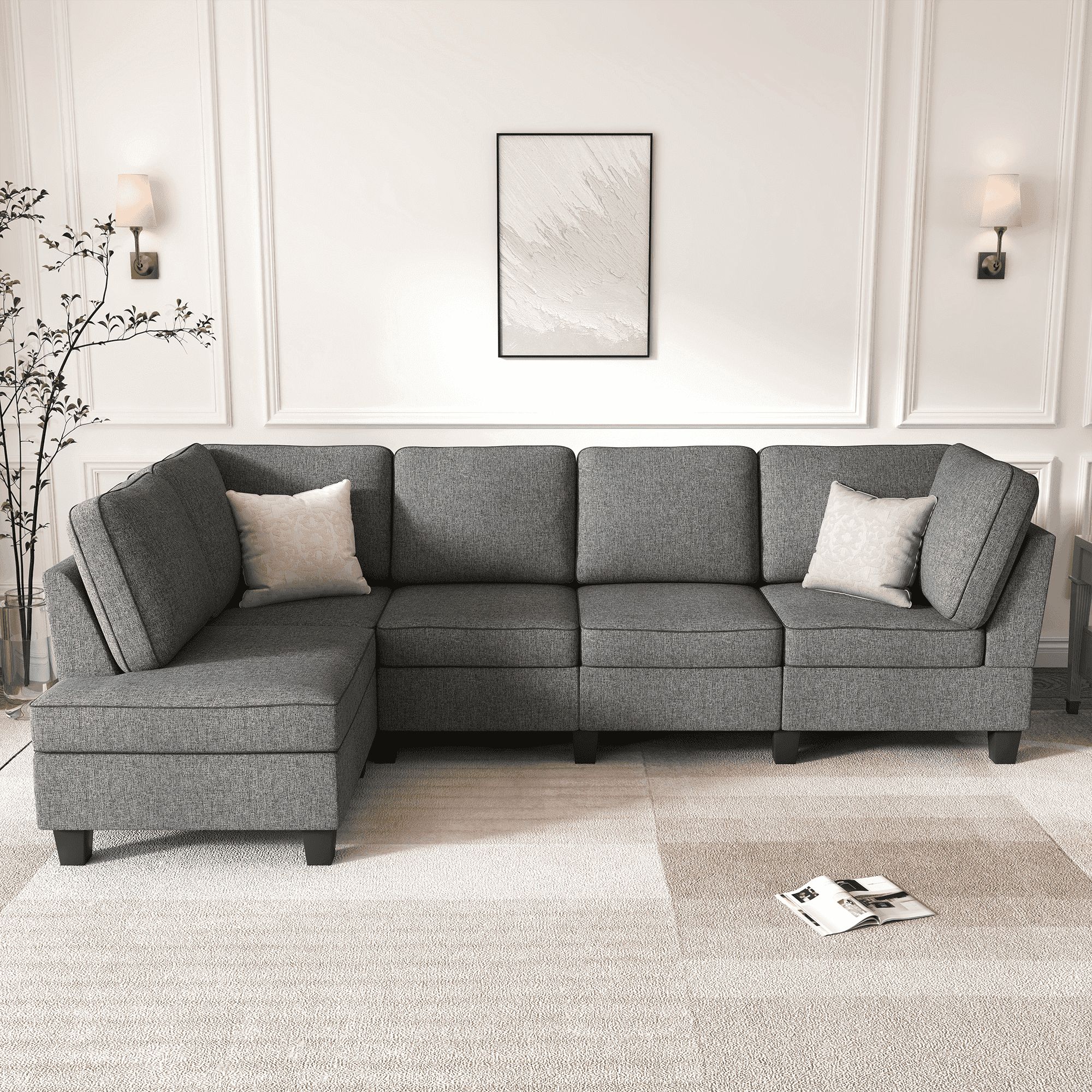 Honbay L Shaped Sofa Sectional Couch Corner Sofa Couch With Adjustable  Chaise For Living Room, Light Grey – Walmart With Regard To L Shaped Corner Sofa Couches (Photo 15 of 15)