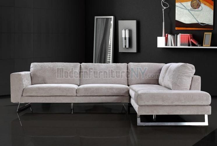 Image Detail For  Beige Microfiber Modern Sectional Sofa With Chrome Metal  Legs Ny Vgss  | Modern Sofa Sectional, Sectional Sofa, Fabric Sectional  Sofas In Chrome Metal Legs Sofas (View 7 of 15)