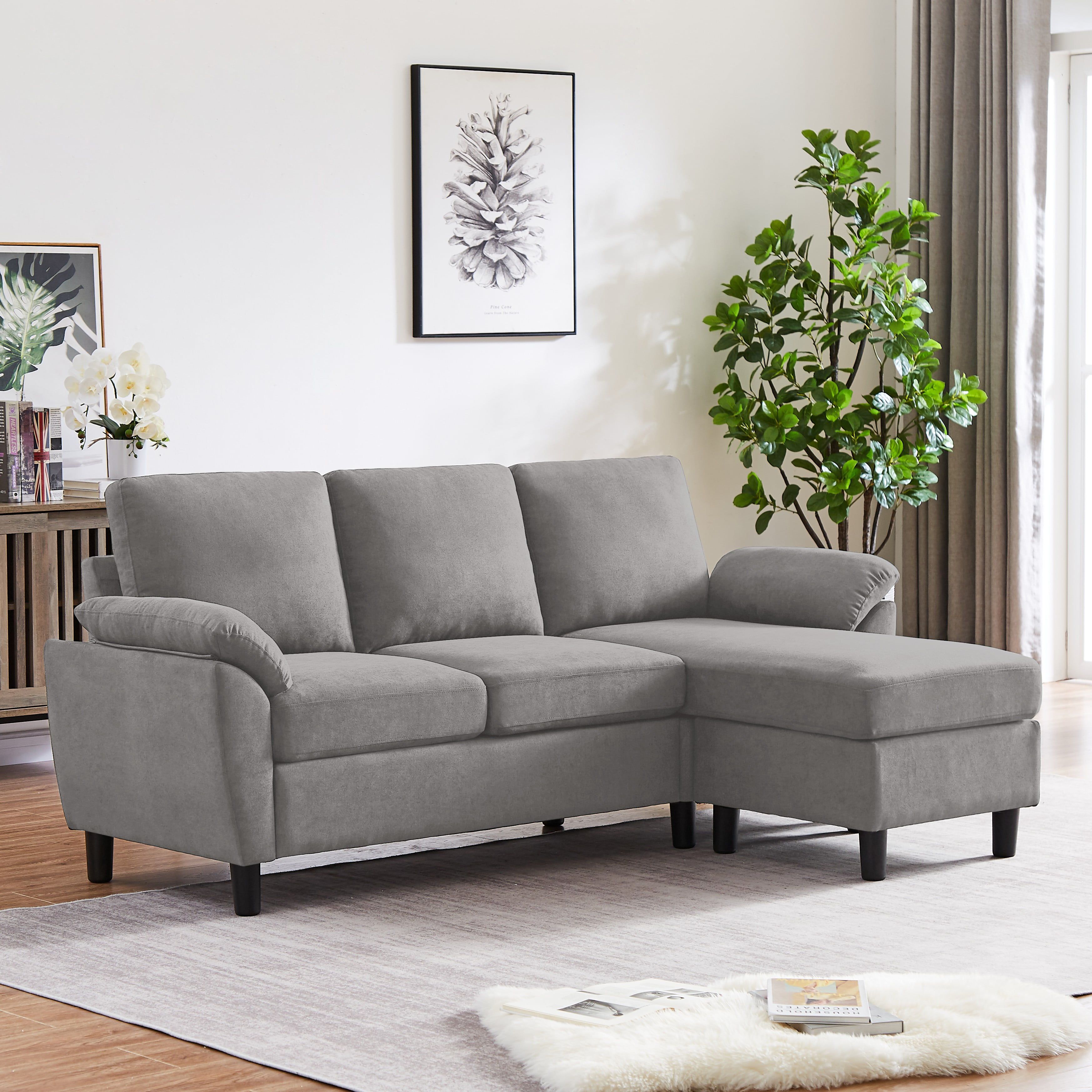 Jarenie Modern Fabric L Shapped Sofa Sectional Couches For Living Room Convertible  Sofa With Matching Chaise For Office, Apartment, Studio – Walmart Pertaining To Convertible Sofas With Matching Chaise (Photo 2 of 15)