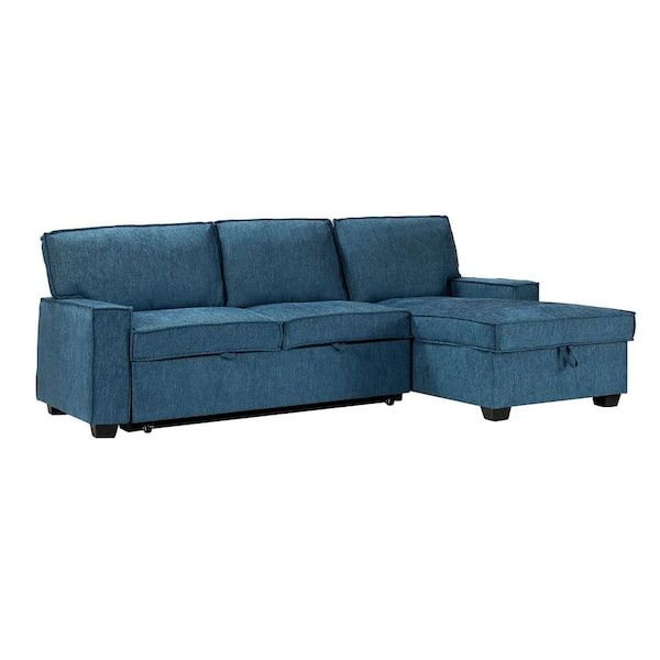 Jayden Creation Zavier 2 Pieces Indigo 89 In. Polyester 3 Seats Pull Out Sleeper  Right Facing Sectionals In Blue Family Sfws0077 Indigo – The Home Depot In Left Or Right Facing Sleeper Sectional Sofas (Photo 5 of 15)