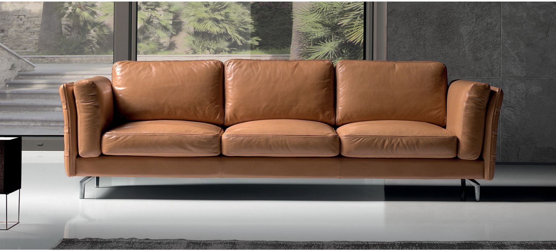 Jenny Leather Tan 3 + 2 Sofa Set With Chrome Legs Newtrend Available In A  Range Of Leathers And Colours 10 Yr Frame 10 Yr Pocket Sprung 5 Yr Foam  Warranty | Leather Sofa World Within Chrome Metal Legs Sofas (Photo 6 of 15)
