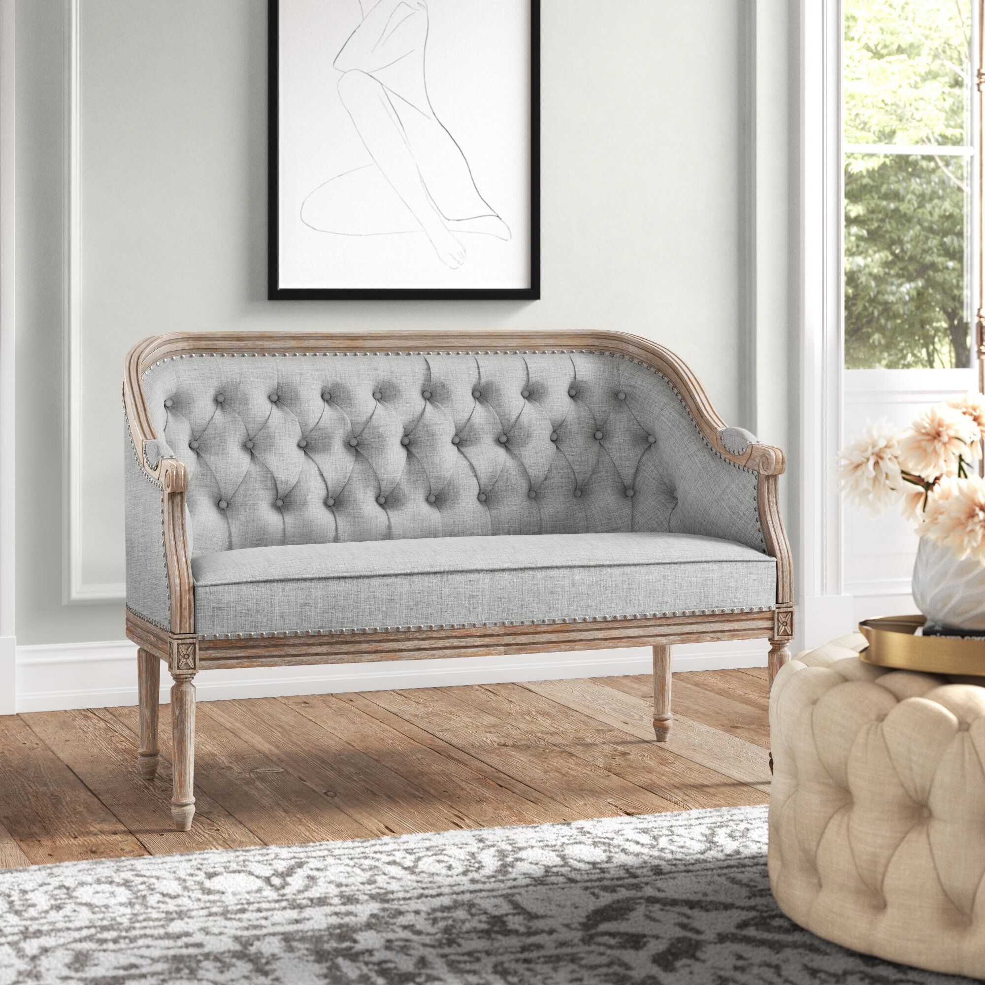 Kelly Clarkson Home Cali 49.5'' Upholstered Loveseat & Reviews | Wayfair Within Couches Love Seats With Wood Frame (Photo 8 of 15)