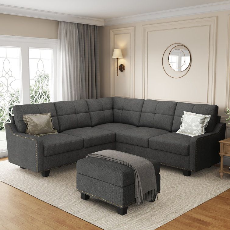 Lark Manor™ Tufted Corner Sectional Sofa With Storage Tray Ottoman &  Reviews | Wayfair With Sofa Set With Storage Tray Ottoman (Photo 1 of 15)