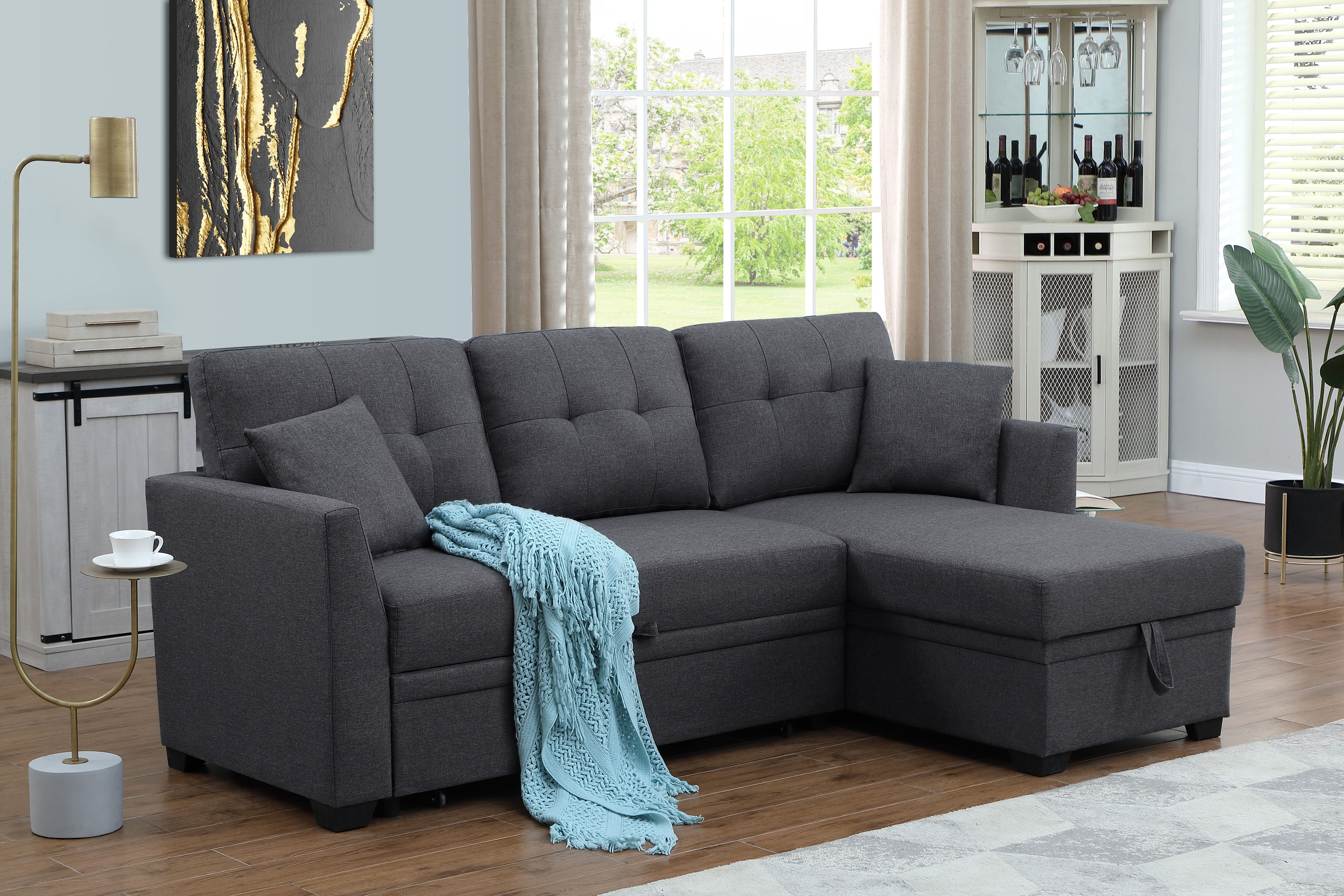 Latitude Run® Convertible Sleeper Sofa & Chaise & Reviews | Wayfair In Convertible Sofa With Matching Chaise (Photo 1 of 15)