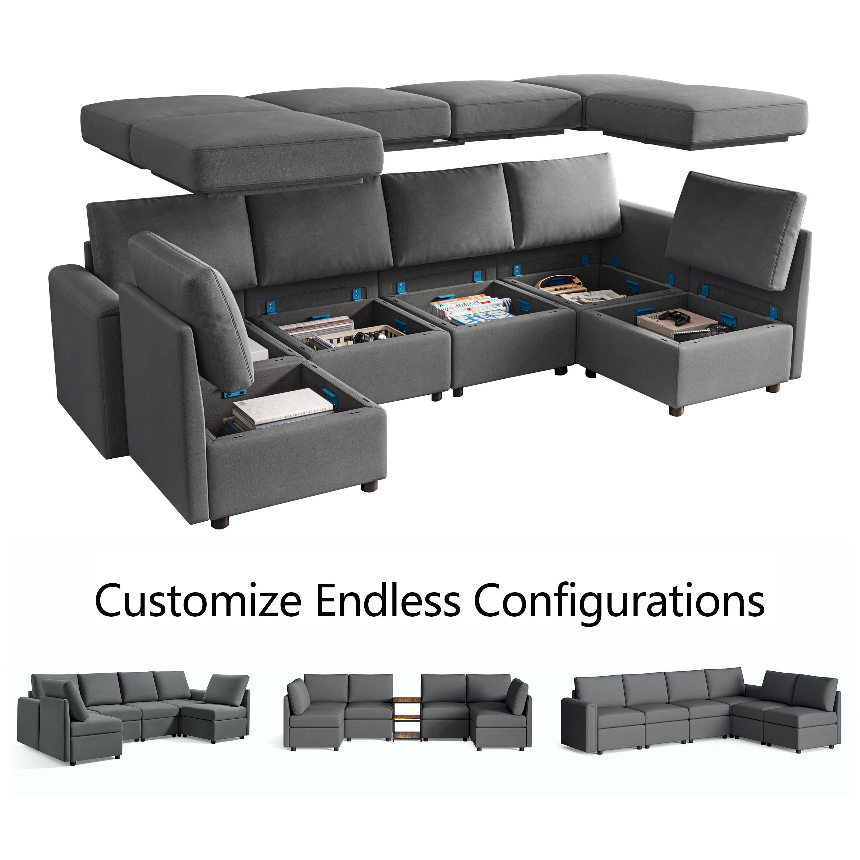Linsy Home Modular Couches And Sofas Sectional With Storage Sectional Sofa  U Shaped Sectional Couch With Reversible Chaises, Dark Gray – Walmart With Sectional Sofa With Storage (Photo 10 of 15)